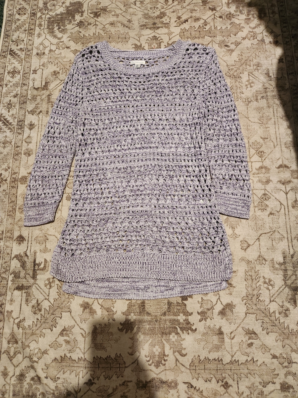croft & barrow Lavender Open-Knit Scoop Neck Sweater
